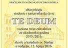 Svečana misa zahvalnica za akademsku godinu 2015./2016.